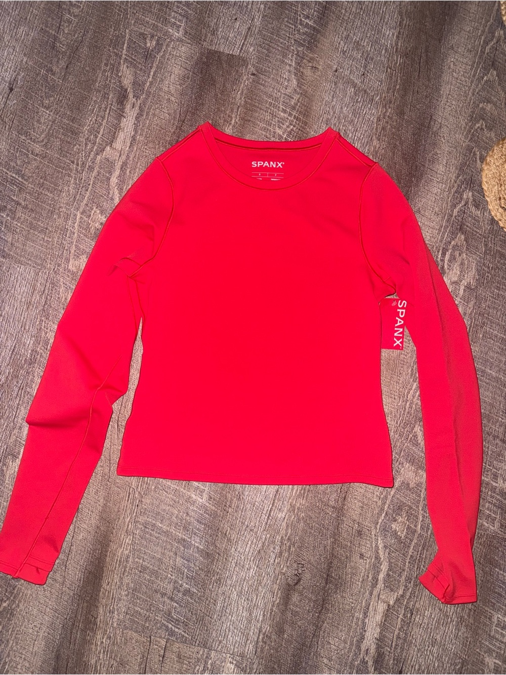 SPANX No Show Sweat Long Sleeve Top in Red